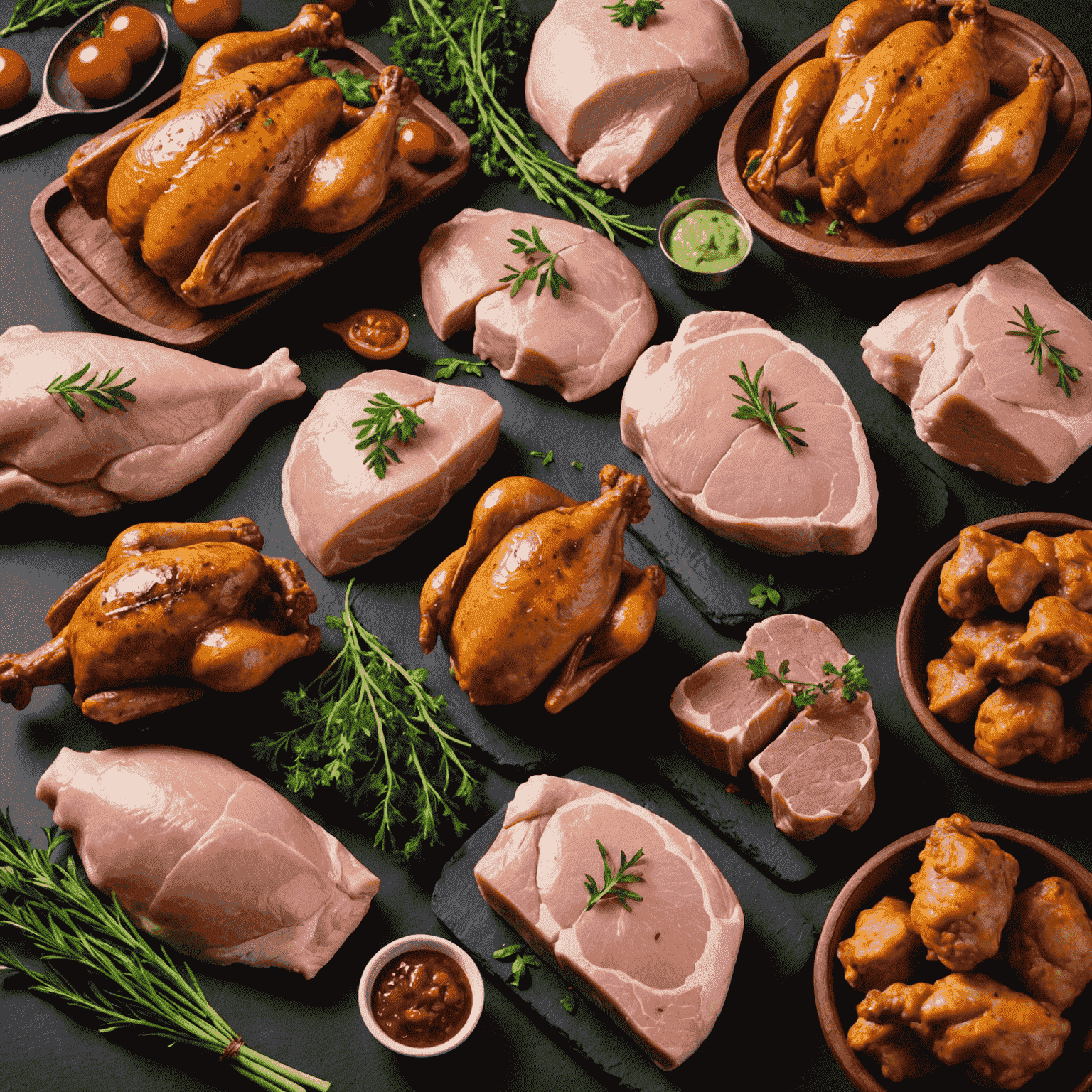 A variety of fresh chicken and mutton cuts, showcasing the premium quality of the meat offered by SWACU FreshKaka