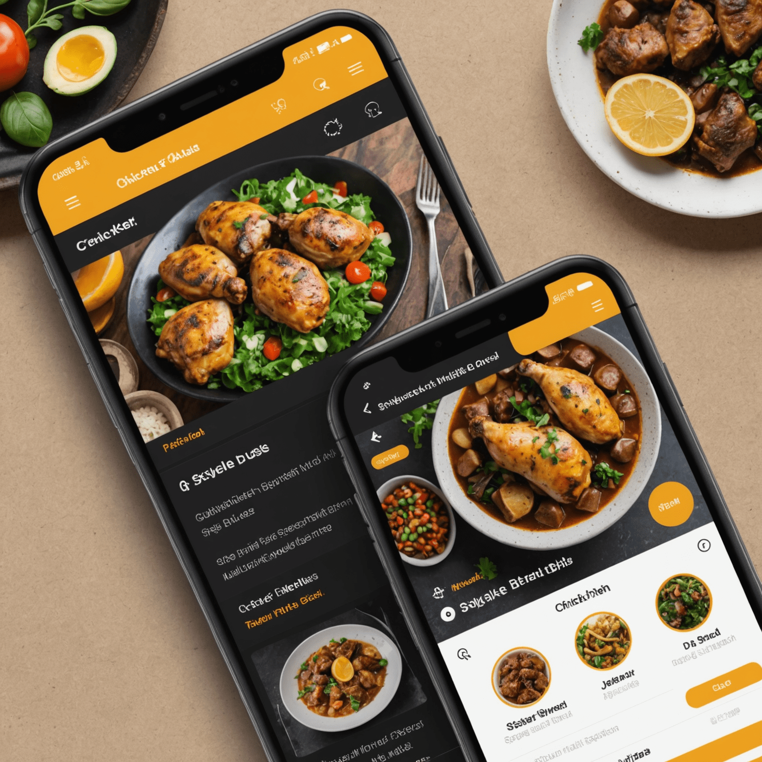 Screenshot of the SWACU FreshKaka mobile app showing the main screen with options to order chicken and mutton dishes