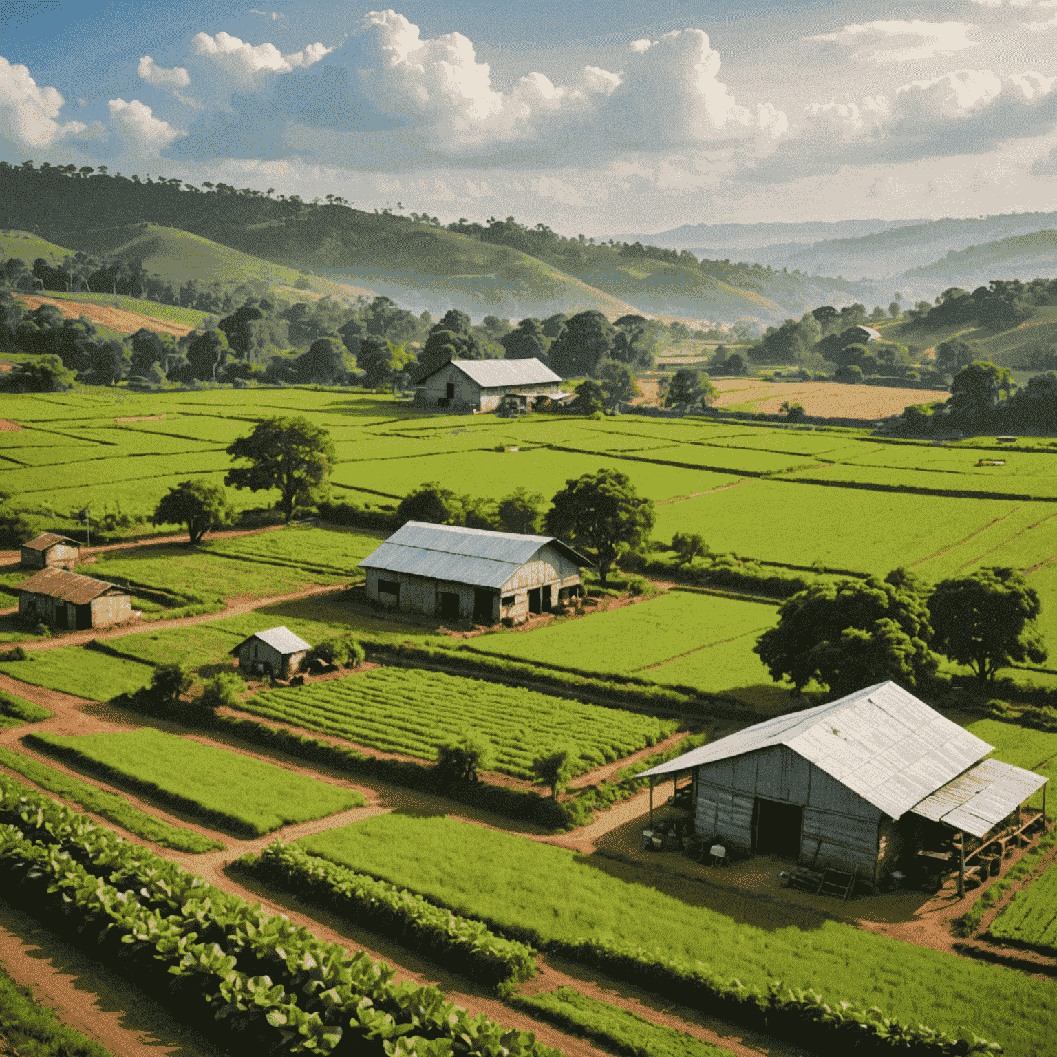 A picturesque view of a sustainable farm, highlighting SWACU FreshKaka's commitment to sourcing meat from local, trusted farms