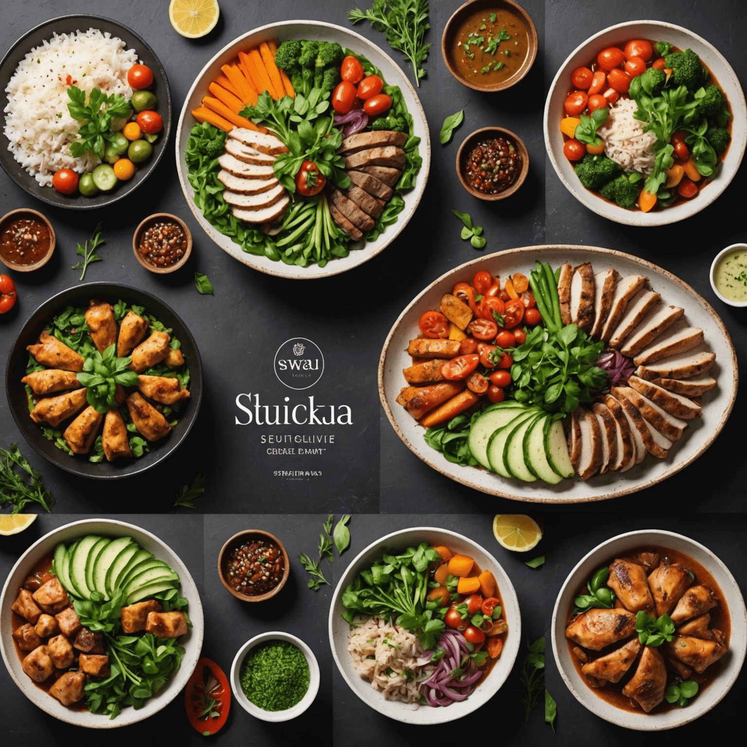 A collage of fresh vegetables, herbs, and premium cuts of chicken and mutton used in SWACU FreshKaka dishes